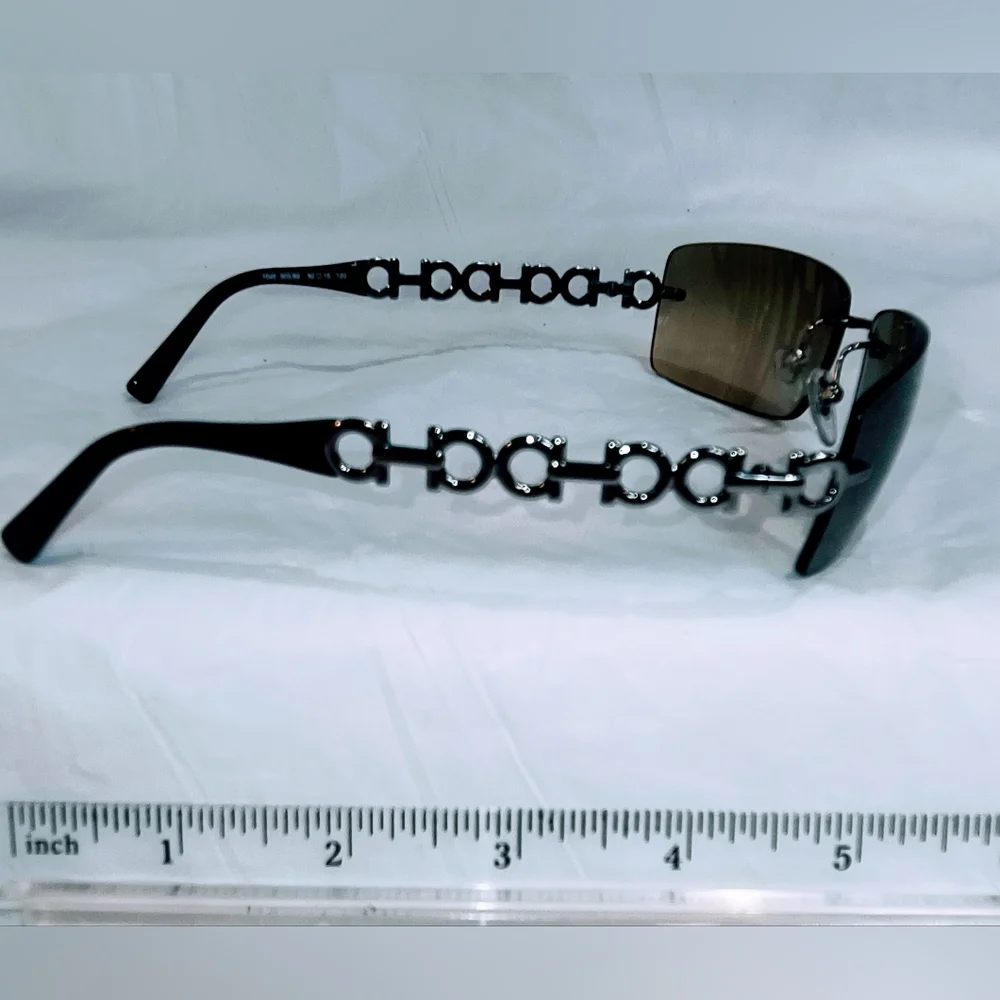 FERRAGAMO - Salvatore Ferragamo Brown Sunglasses with Muted Silver Frames & Case